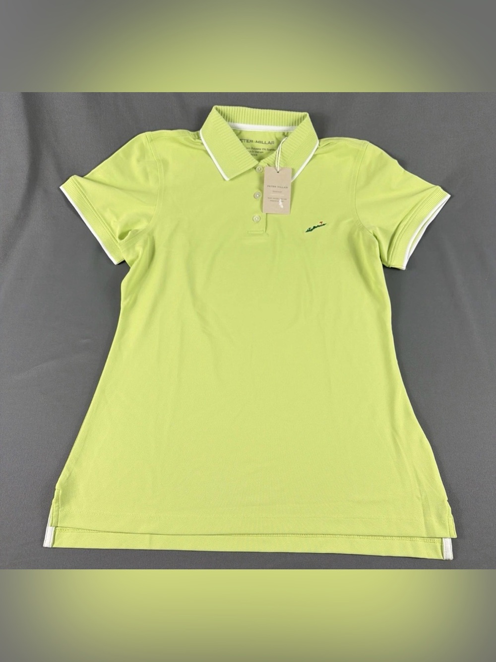 Peter Millar Womens Golf Shirt Polo Chest Logo Small Green Polyester MSRP $119